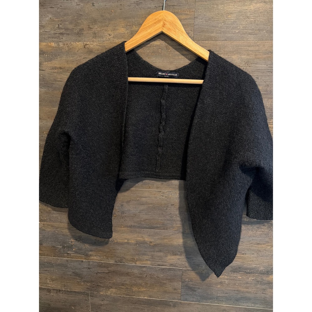 Brandy Melville Charcoal Gray Wool Blend Cropped Shrug Sweater One Size Italy